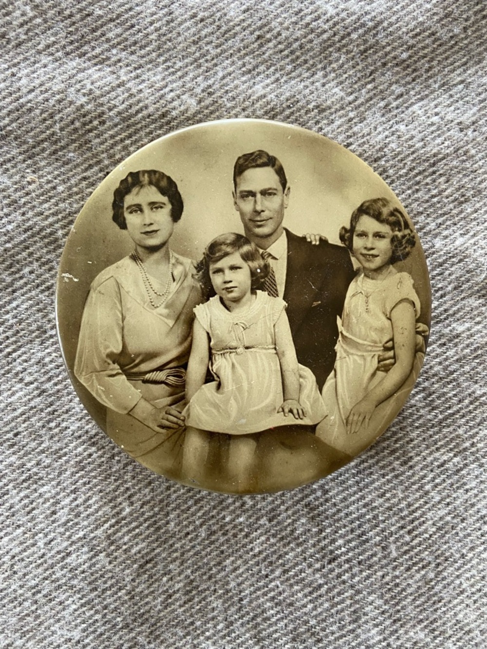 Mid-1930s Fillerys Toffees British Royal Family round tin